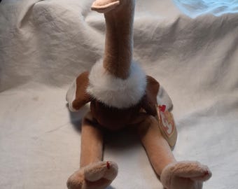 Rare Stretch the Ostrich Beanie Baby Error Tags, PVC Pellets