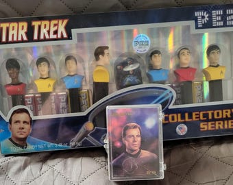 Lot of 3-Vintage Star Trek Collectibles, Photo, Cards, PEZ Set