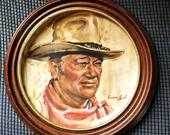 Framed John Wayne Collector Plate "The Man Of The Golden West" by Endre Szabo (Signed)