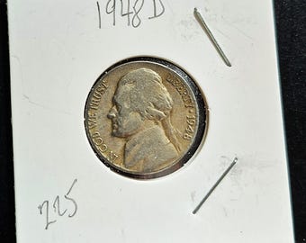 2 Lot-1948 D Jefferson Nickle (in Cod we trust)-1948 (no mint)Washington Quarter.