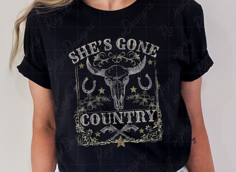 Shes gone country PNG, Vintage Western PNG, Retro Boho, Western Digital design, Country Music, Concert design, Universal design image 2