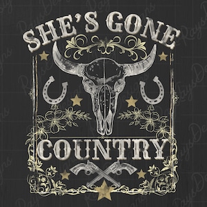 She’s gone country PNG, Vintage Western PNG, Retro Boho, Western Digital design, Country Music, Concert design, Universal design