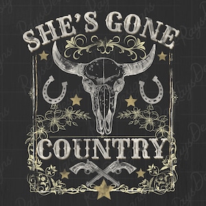 Shes gone country PNG, Vintage Western PNG, Retro Boho, Western Digital design, Country Music, Concert design, Universal design image 1