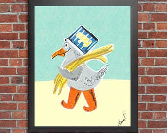 Gabbiano con patatine fritte / Stampa Jersey Shore