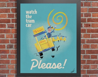 Wildwood NJ Boardwalk Print | Vintage-Style Tram Car Art