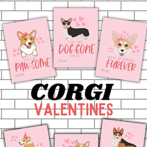 Corgis Valentine, Hund Valentine, druckbare Hund Valentine, Instant Download, Corgis Liebhaber