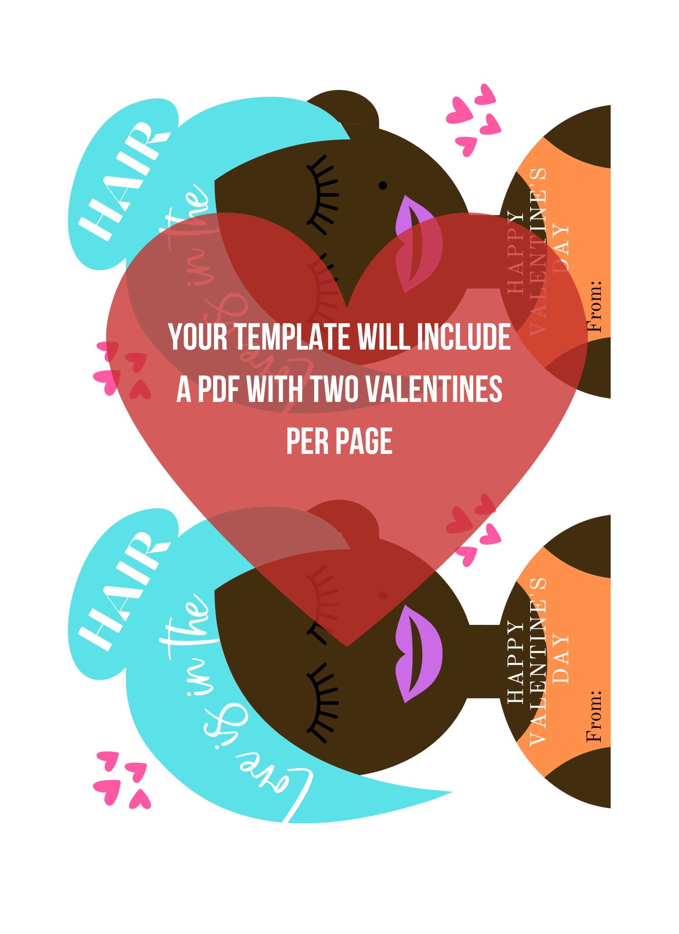 Valentine Printable Tween Valentine Classroom Valentine Hair Stylist Valentine Cosmotology