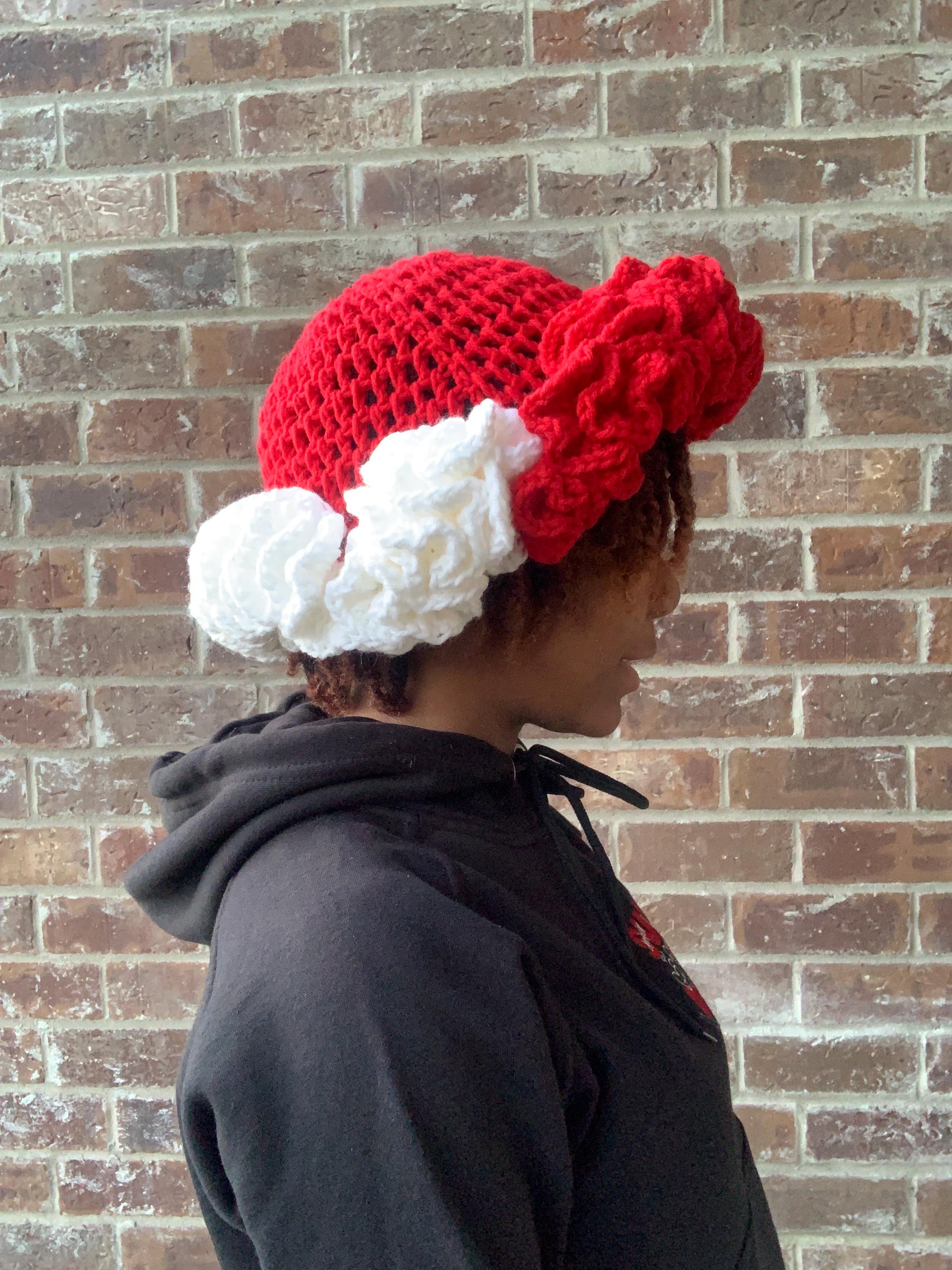 Hat Ruffles Red Two Toned Crochet Ruffle Bucket Hat, Red and White Hat, Handmade ...