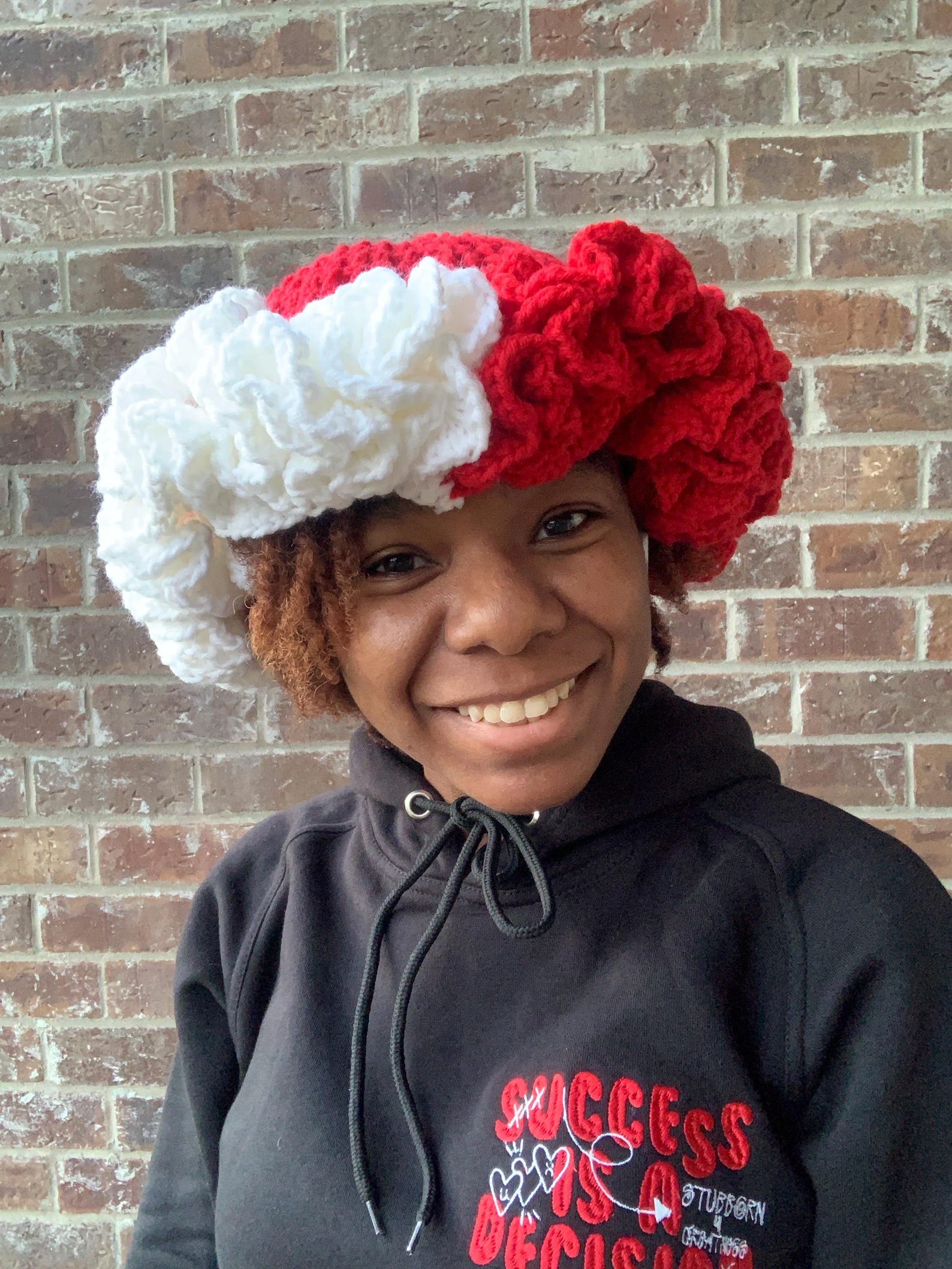 Hat Ruffles Red Two Toned Crochet Ruffle Bucket Hat, Red and White Hat, Handmade ...
