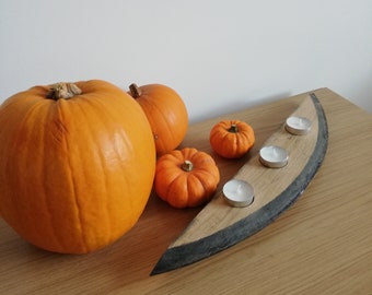 Solid Oak Whiskey Barrel candlelight holder