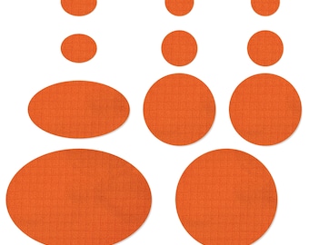 Orange Puffer Jacket Repair Patches: Self-Adhesive Rip-Stop Nylon (11 Pieces)
