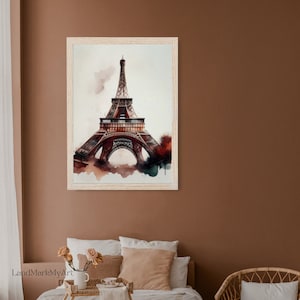 Eiffel Tower Watercolor Painting | Softness Art Print | Modern Printable Art | Paris | Landmark Digital Art