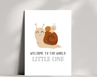 Snail welcome to the world little one card, new baby card