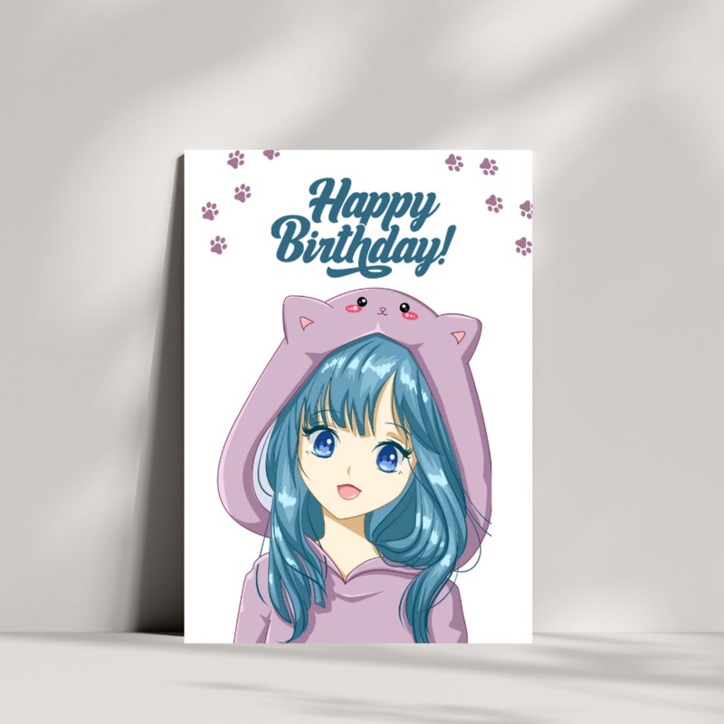 Anime Birthday Card - Etsy