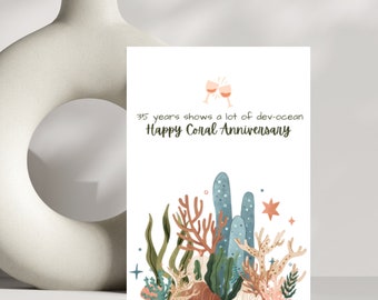 35 years shows a lot of dev-ocean happy coral anniversary card - anniversary card - 35th anniversary card - blank greetings card