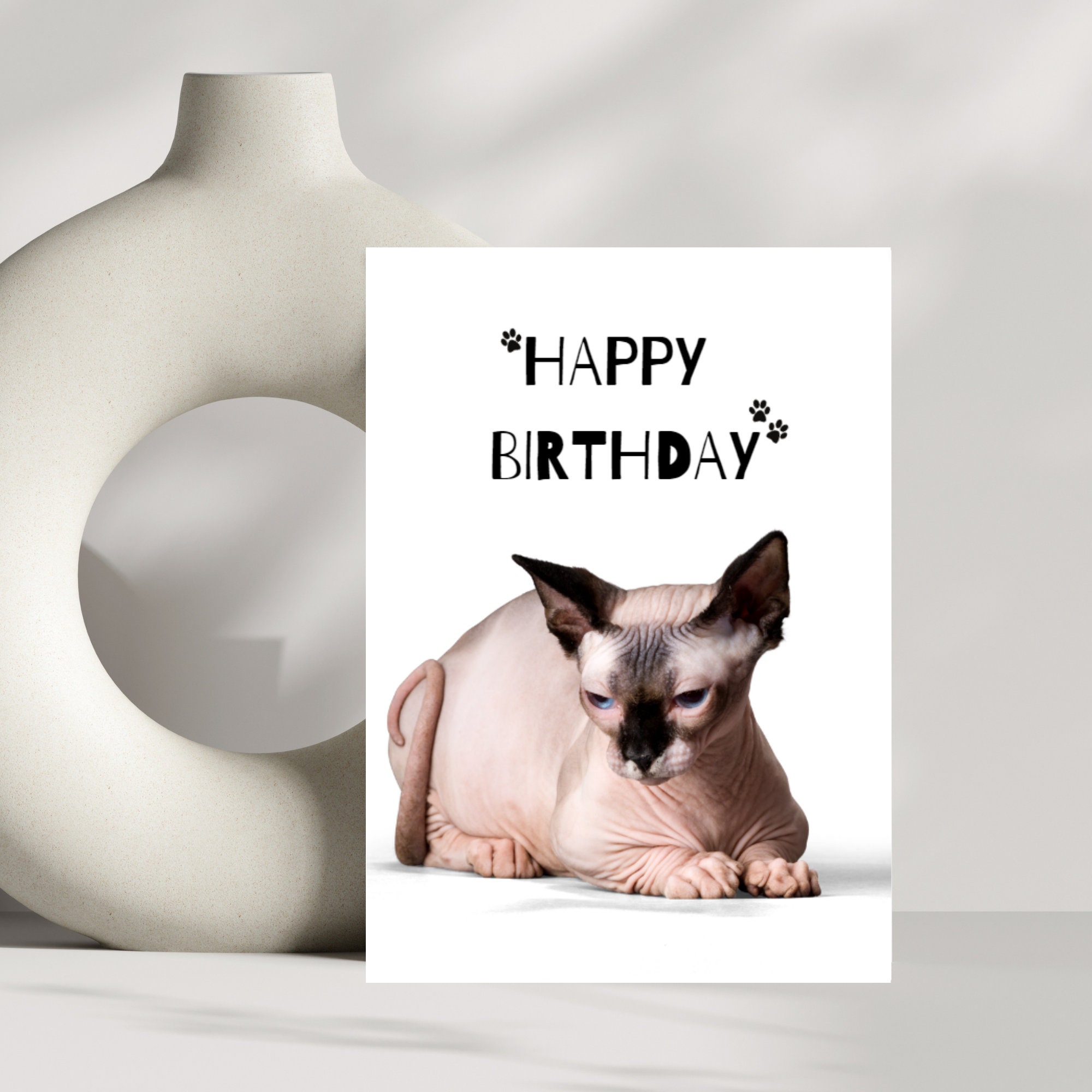 Sphynx Cat Birthday Card Cat Cat Lover Happy Birthday - Etsy