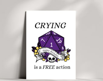 Tarjeta de cumpleaños de D&D: Llorar es una acción gratuita, saca un 1