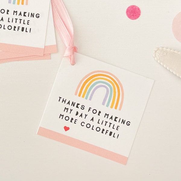 Pastel Rainbow Party Favor Tag Printable | Boho Rainbow Pastel Macaroon Rainbow Theme Favor Bag Tag
