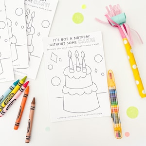 Kids Birthday Cake Coloring Sheet | Birthday Printable Digital File | Birthday Activities | Kids Birthday Party Favor Printable