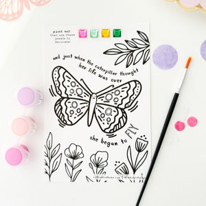 Kids Butterfly Coloring Sheet | Butterfly Printable Digital File | Birthday Party Activities | Spring Butterfly Party Favor Printable