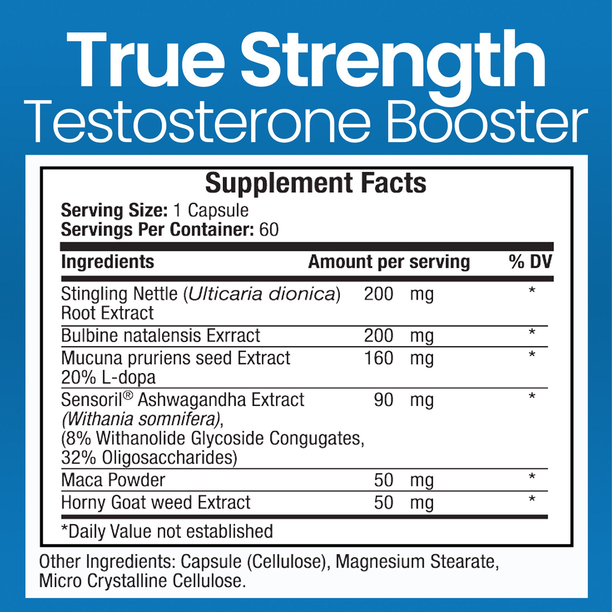Truemed Testosterone Booster Stinging Nettle Root Extract 60 Capsules