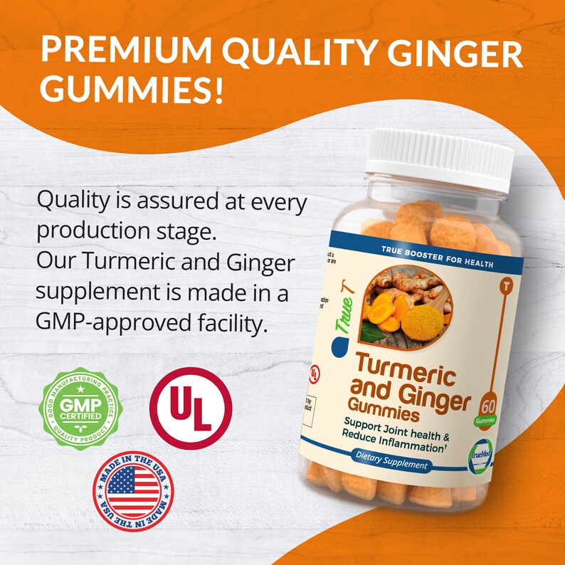 Truemed Turmeric Curcumin With Ginger and Black Pepper Antioxidant Supplement 250mg 60 Gummies