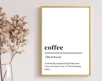 Coffee Definition Print, Printable Wall Art, Coffee Wall Decor, Coffee Wall Art, Office Decor, Last-Minute Xmas Gift