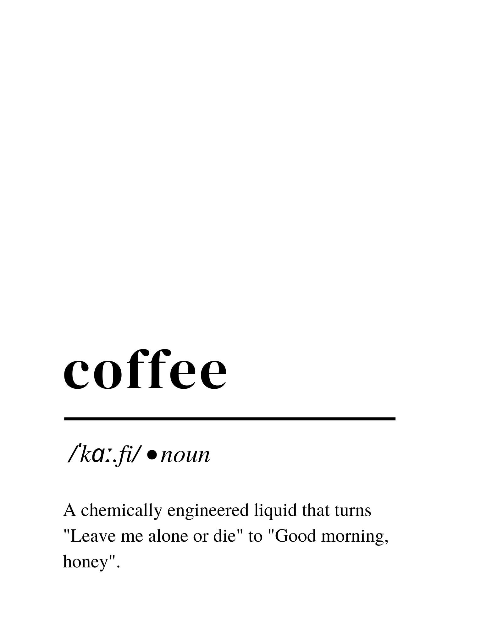 Coffee Definition Print Printable Wall Art Coffee Wall Etsy