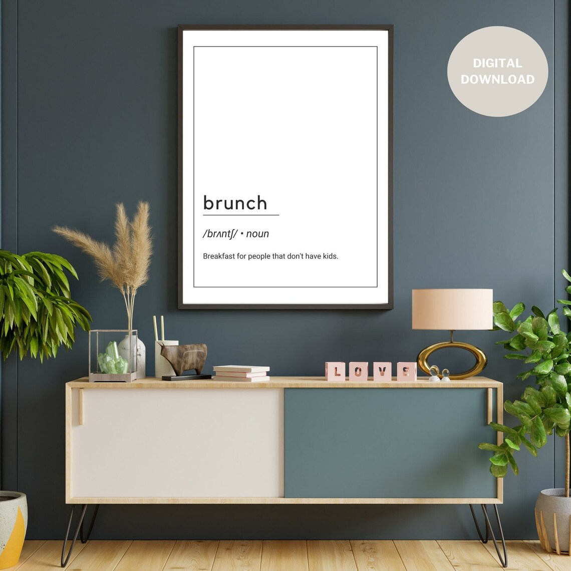 Brunch Definition Print Printable Wall Art Minimalist Etsy