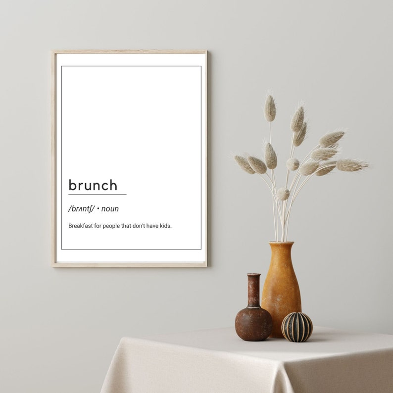 Brunch Definition Print Printable Wall Art Minimalist - Etsy