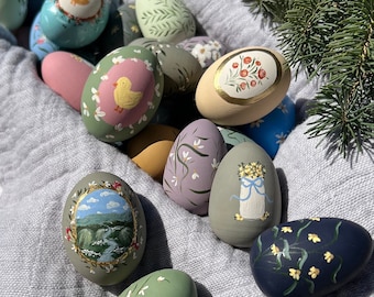 Hand Painted Wooden Easter Eggs | Easter Decor | Spring Decoration | Mother’s Day Gift Idea | Heirloom Easter Egg | Set/6