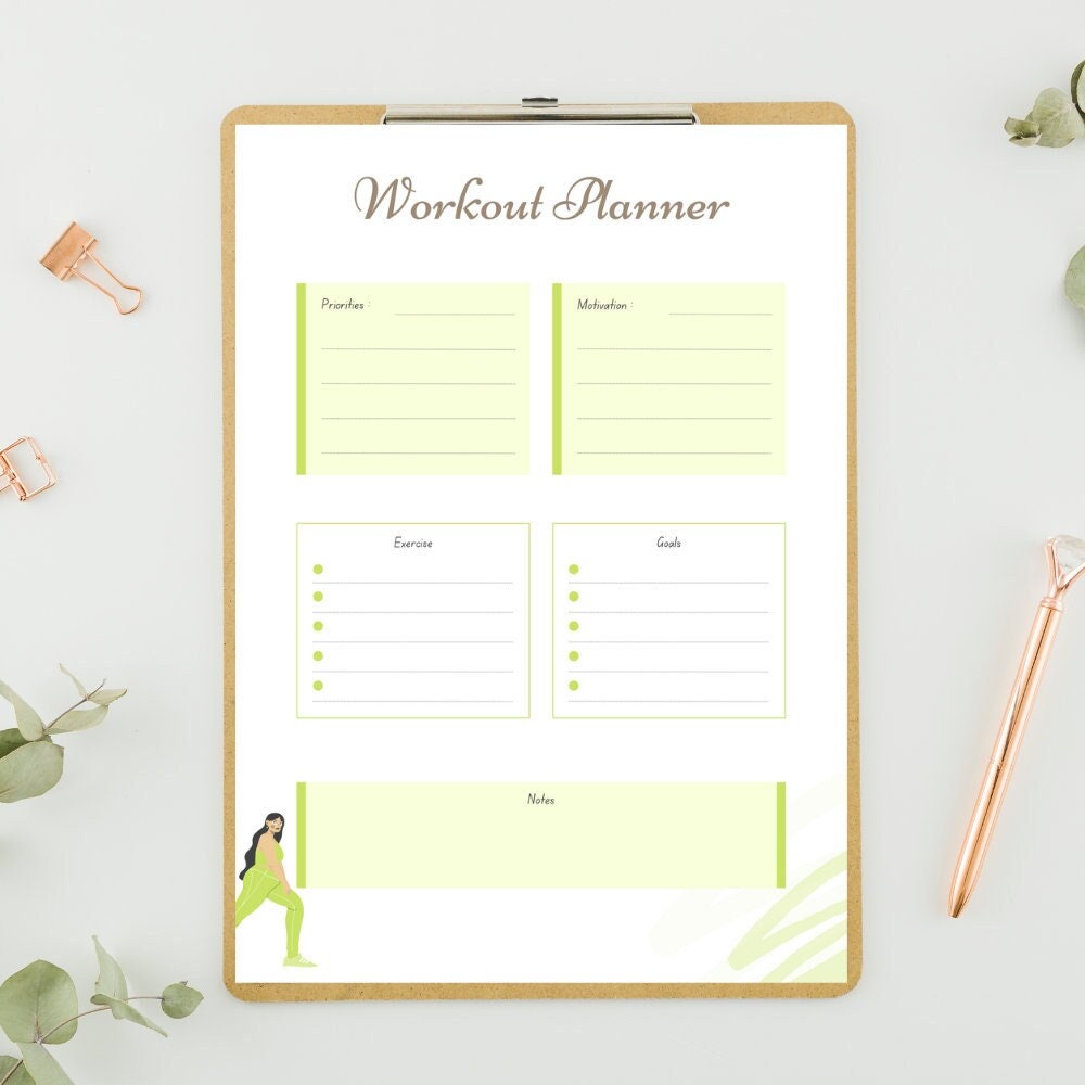 Digital Fitness Planner Printable Workout Planner Gym Planner Instant ...