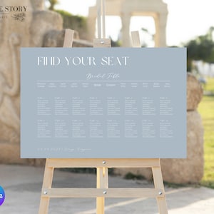 Dusty Blue Wedding Seating Chart | Dusty Blue Wedding Decor | Dusty Blue Seating Chart | Wedding Seating Chart Template