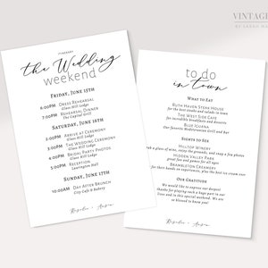 wedding timeline template | wedding itinerary template | wedding weekend itinerary