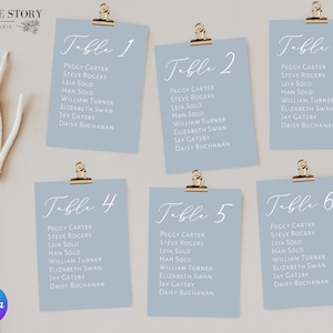 Dusty Blue Seating Card | Wedding Seating Card Template | Dusty Blue Wedding | Wedding Seating Cards