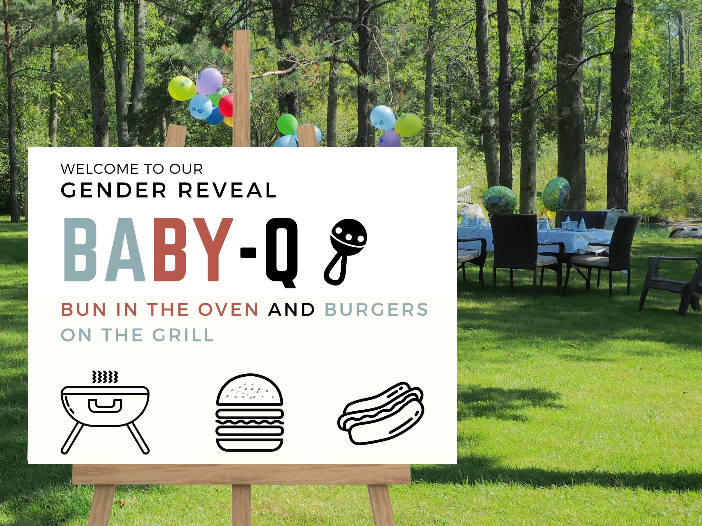 Gender Reveal BBQ Sign Gender Reveal Party Gender Reveal Party