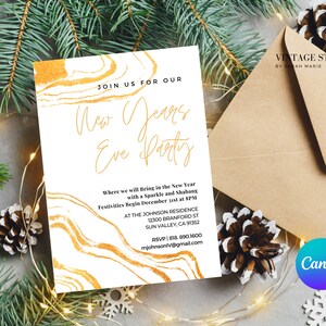 New Years Eve Invitation Canva Template, Digital New Years Invitation, Digital New Year Invitation Template, Editable Intivation Template