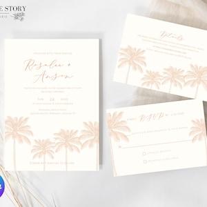 Hawaii Wedding Invitation | Hawaii Wedding Invitation Template | Destination Wedding Invitation | Palm Tree Invitation