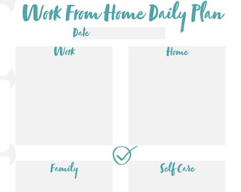 Work From Home Daily Plan (PDF) 8 1/2 x 11