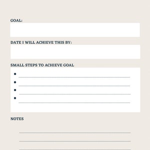 Printable PDF Goal Setting Worksheet