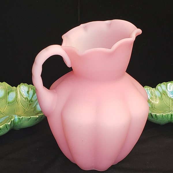 Vintage Fenton Rose Satin Pitcher Produced from 1974 - 77  Item # 7464 RS , No Visible damage , Stunning Pastel Glass ..