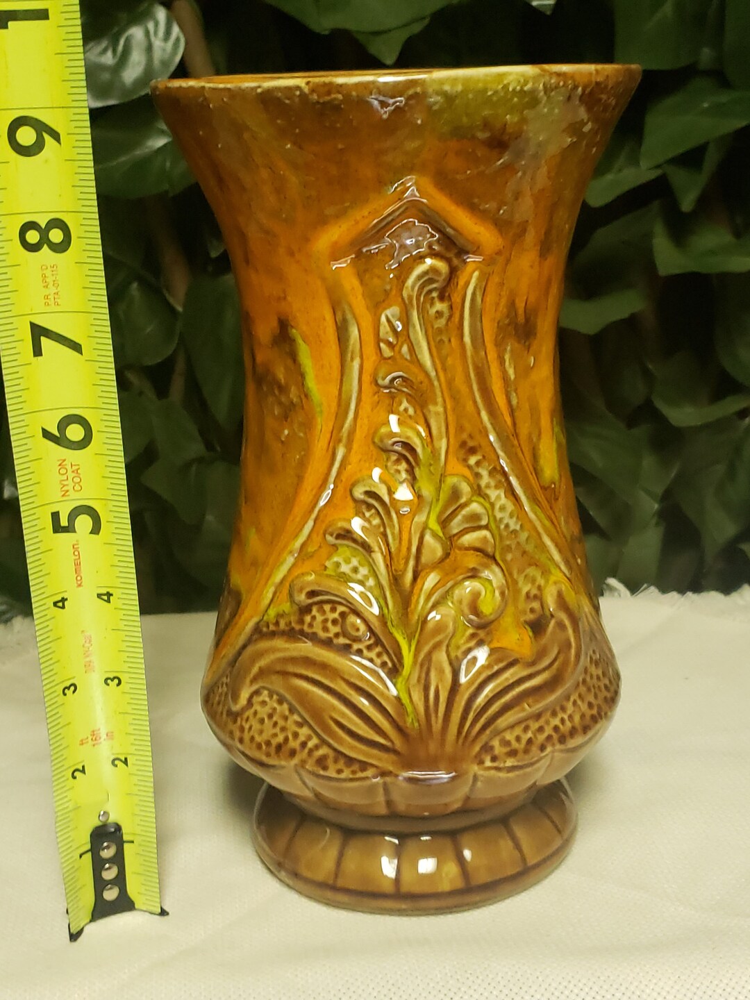 Cal Pottery USA Bright Orange Drip Glaze Lava Lilly Retro Etsy