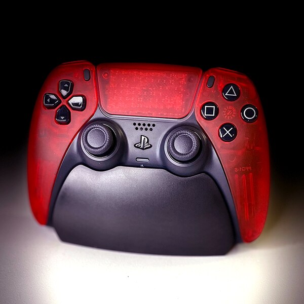 Playstation 5 (PS5) Custom Transparent Red Playstation 5 Dualsense Controller - Clear Red
