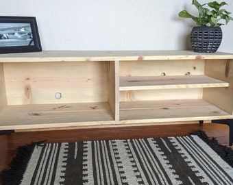 TV Stand Media Console Custom Cabin Stand Handmade Wood Minimal Media Storage Console Gaming Shelf Rustic Media Storage Shelf Dorm Storage