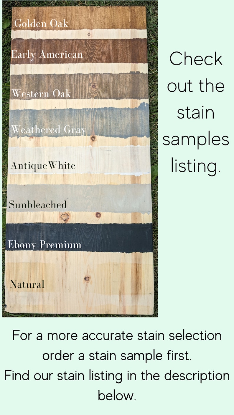 May include: Wood stain samples in various colors, including Golden Oak, Early American, Western Oak, Weathered Gray, Antique White, Sunbleached, Ebony Premium, and Natural.  Check out the stain samples listing.