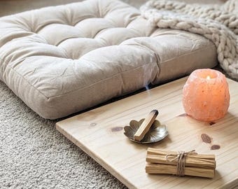 Meditation Ritual Tray Set - Handmade Custom Altar Tray Palo Santo Metal Ash Tray Himalayan Salt Votive & Tea Light Sacred Space Gift Bundle