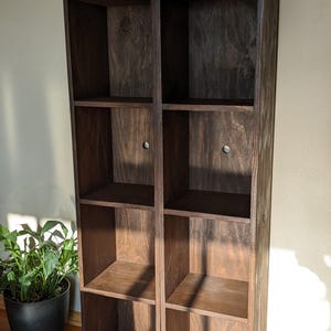 Custom Handmade Vertical Wood Bookcase: Stackable Wall Storage