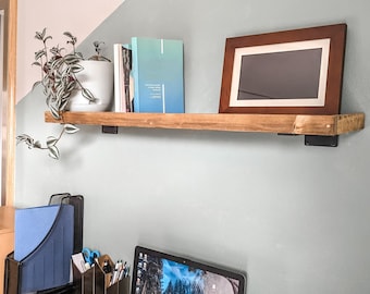 Custom Shelf Wood Wall Mounted Kit DIY Shelf Kit Rustic Wall Shelf with Brackets Plant Shelf Nursery Keepsake Wall Shelf Souvenir Display