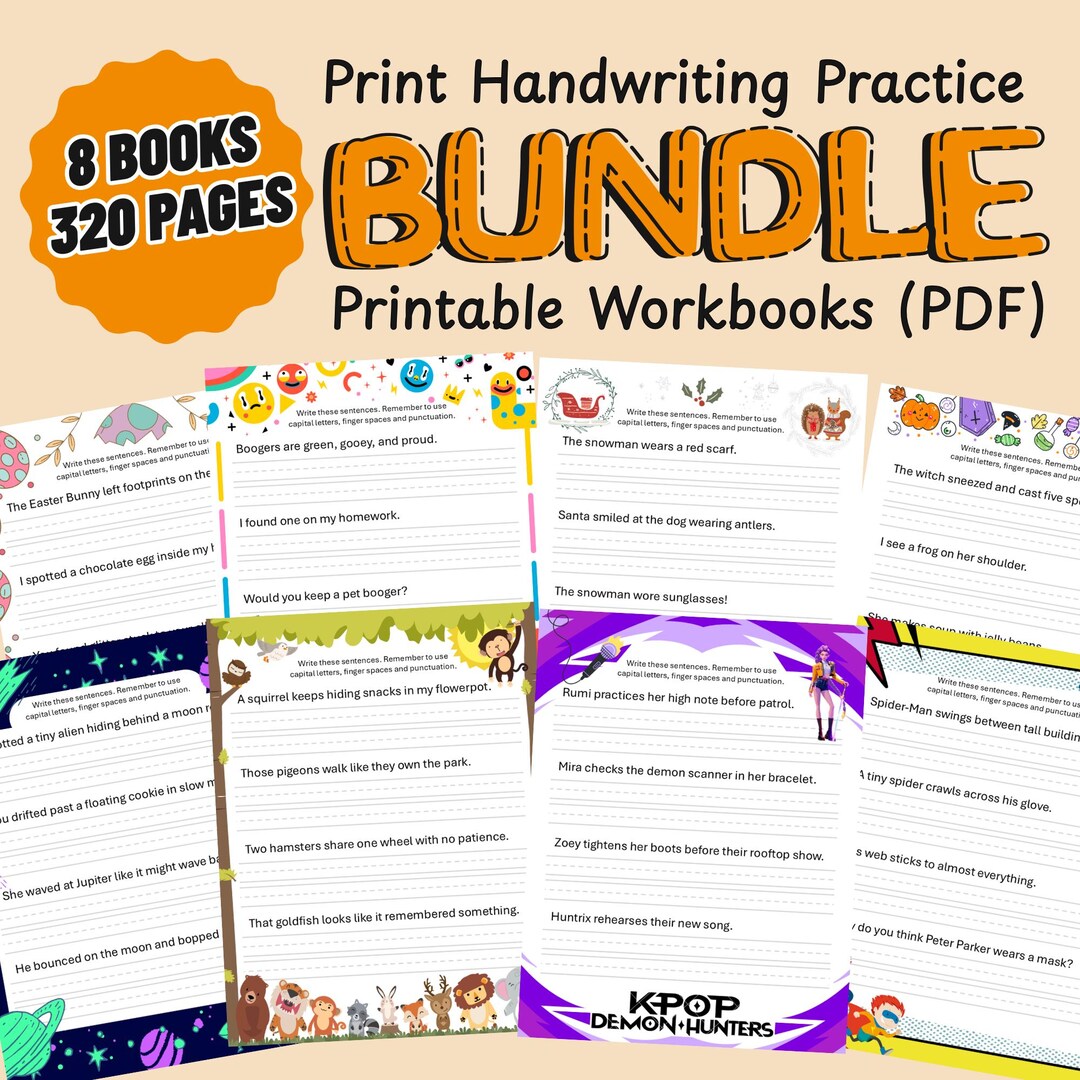 Print Handwriting Practice Books Bundle | 8 Printable Workbooks for ...