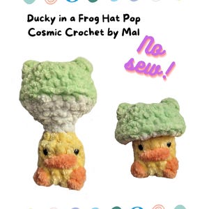 Ente im Frosch Hut Popper Häkelanleitung • No-Sew Amigurumi Fidget Spielzeug • Schneller Markt Make • Anfängerfreundlich • PDF zum Herunterladen